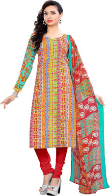 Araja Cotton Printed Salwar Suit Dupatta Material(Un-stitched), Red