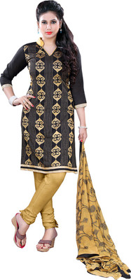 

V And V Shop Jacquard Embroidered Salwar Suit Dupatta Material(Un-stitched), Black