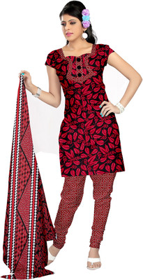 

Khushali Crepe Self Design, Printed Salwar Suit Dupatta Material(Un-stitched), Black;red
