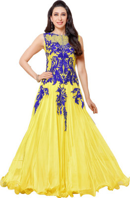 

Parishi Fashion Georgette Embroidered Dress/Top Material(Un-stitched), Yellow