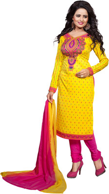 

Khushali Crepe Self Design, Printed Salwar Suit Dupatta Material(Un-stitched), Pink;yellow