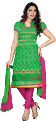 

Khushali Chanderi Self Design, Embellished, Embroidered Salwar Suit Dupatta Material(Un-stitched), Light green