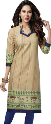 

Wholesale Surat Cotton Printed Kurti Fabric(Un-stitched), Beige