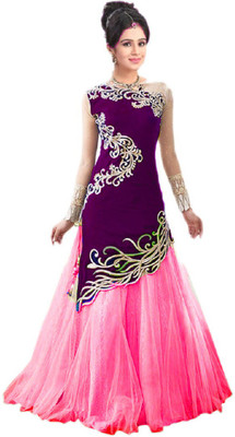 

Shree Creation Embroidered Ghagra Choli(Purple, Pink