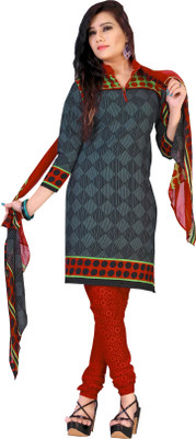 

Khushali Crepe Self Design, Printed Salwar Suit Dupatta Material(Un-stitched), Black;grey
