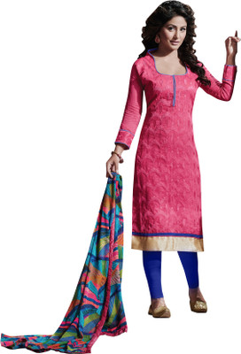 

Jiya Chanderi Self Design, Embroidered Salwar Suit Dupatta Material(Un-stitched), Blue;multicolor;pink