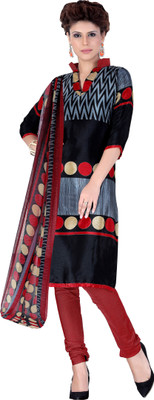 

Jiya Crepe Self Design, Printed Salwar Suit Dupatta Material(Un-stitched), Black;multicolor