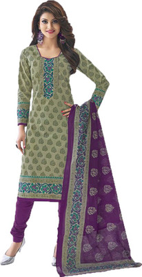 

Party Wear Dresses Cotton Printed Salwar Suit Dupatta Material(Un-stitched), Green