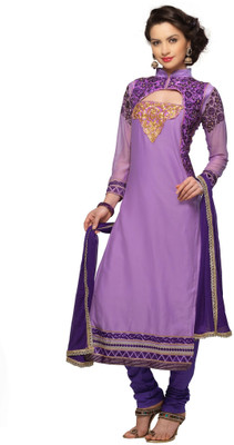 

Vbuyz Cotton Embroidered Semi-stitched Salwar Suit Dupatta Material, Purple