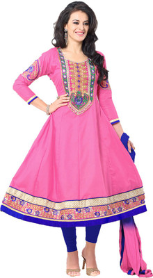 

Party Wear Dresses Georgette Embroidered Semi-stitched Salwar Suit Dupatta Material, Pink