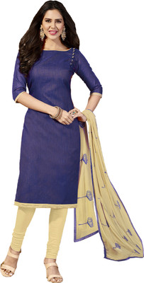 

Khushali Chanderi Self Design, Embroidered Salwar Suit Dupatta Material(Un-stitched), Beige;blue
