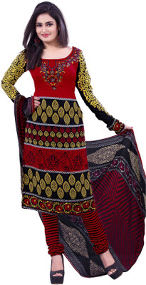 

Khushali Crepe Self Design, Printed Salwar Suit Dupatta Material(Un-stitched), Black;multicolor;red
