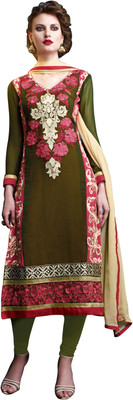 

Khushali Georgette Self Design, Embroidered Salwar Suit Dupatta Material(Un-stitched), Beige;green;multicolor