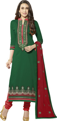 

Khushali Cotton Self Design, Embroidered Salwar Suit Dupatta Material(Un-stitched), Green;red