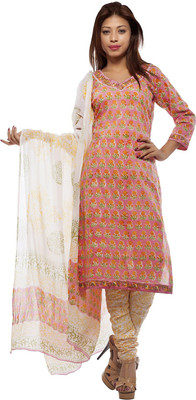 

PinkShink Cotton Printed Salwar Suit Dupatta Material(Un-stitched), Pink