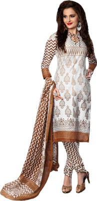 

Indian Wear Online Cotton Printed Salwar Suit Dupatta Material(Un-stitched), White