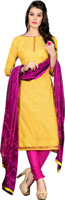 

Jiya Chanderi Self Design, Embroidered, Embellished Salwar Suit Dupatta Material(Un-stitched), Pink;yellow