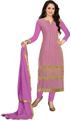 

Jiya Georgette Self Design, Embroidered Salwar Suit Dupatta Material(Un-stitched), Pink