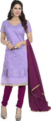 

Jiya Chanderi Self Design, Embroidered Salwar Suit Dupatta Material(Un-stitched), Purple