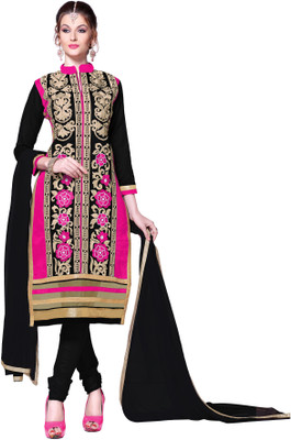 

Parishi Fashion Cotton Embroidered Salwar Suit Dupatta Material(Un-stitched), Pink