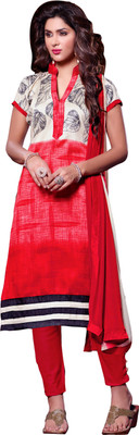 

Khushali Silk Self Design, Printed Salwar Suit Dupatta Material(Un-stitched), Beige;red