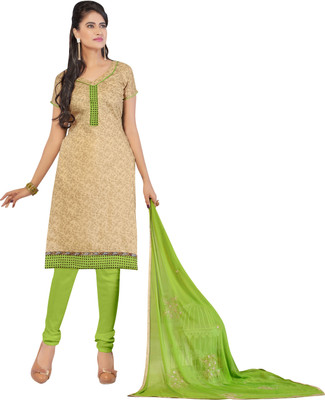 

Khushali Chanderi Self Design, Printed Salwar Suit Dupatta Material(Un-stitched), Beige;green