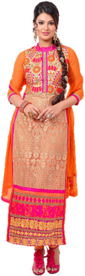 

Party Wear Dresses Georgette Embroidered Semi-stitched Salwar Suit Dupatta Material, Multicolor
