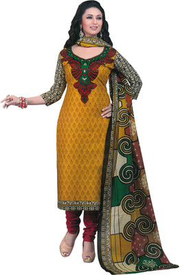 

Max Cotton Printed Salwar Suit Dupatta Material(Un-stitched), Orange