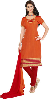 

Jiya Silk Self Design Salwar Suit Dupatta Material(Un-stitched), Orange;red
