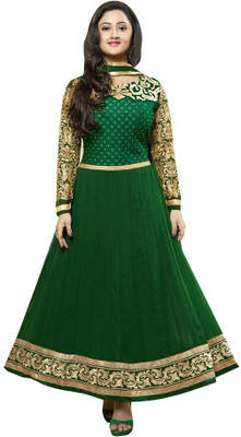 

Parishi Fashion Georgette Embroidered Dress/Top Material(Un-stitched), Green