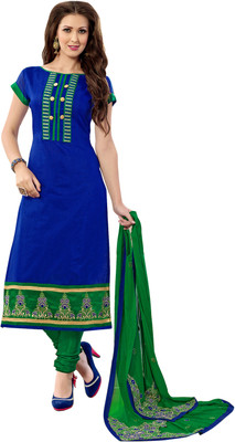 

Khushali Chanderi Self Design, Embroidered Salwar Suit Dupatta Material(Un-stitched), Blue;green