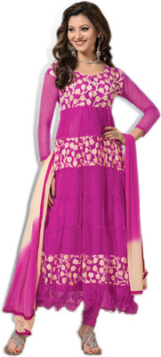 

V & V Shop Georgette Self Design Semi-stitched Salwar Suit Dupatta Material, Pink