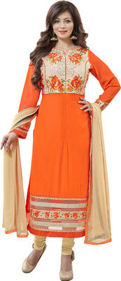 

Khushali Georgette Self Design, Embroidered Salwar Suit Dupatta Material(Un-stitched), Orange