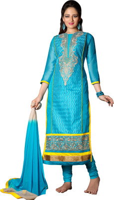 

Ewows Cotton Embellished Salwar Suit Dupatta Material(Un-stitched), Sky blue