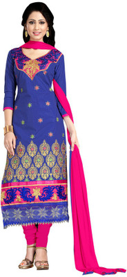 

Trendz Apparels Cotton Embroidered Salwar Suit Dupatta Material(Un-stitched), Blue