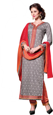 

Ewows Cotton Embroidered, Printed Salwar Suit Dupatta Material(Un-stitched), Grey