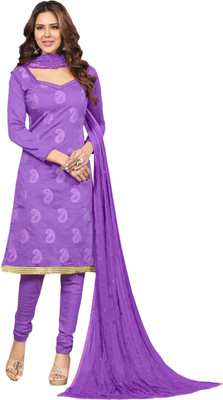 

Jiya Chanderi Self Design, Embroidered Salwar Suit Dupatta Material(Un-stitched), Purple