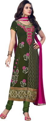 

Jiya Georgette Self Design, Embroidered Salwar Suit Dupatta Material(Un-stitched), Green;pink