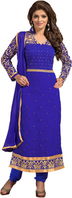 

Khushali Georgette Self Design, Embroidered, Embellished Salwar Suit Dupatta Material(Un-stitched), Blue