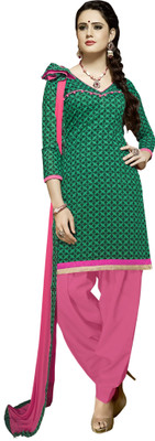 Khushali Chanderi Self Design Salwar Suit Dupatta Material(Un-stitched), Black;green;pink