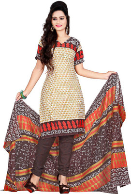 

Araja Cotton Printed Salwar Suit Dupatta Material(Un-stitched), Gold