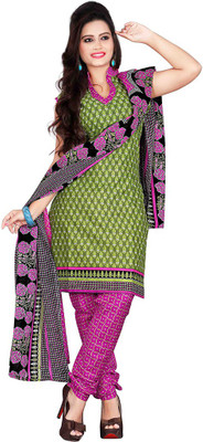 

Araja Cotton Printed Salwar Suit Dupatta Material(Un-stitched), Green