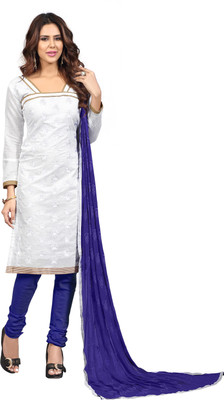 

Khushali Chanderi Self Design, Embroidered Salwar Suit Dupatta Material(Un-stitched), Blue;white