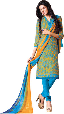 

Khushali Crepe Self Design, Printed Salwar Suit Dupatta Material(Un-stitched), Light blue;yellow