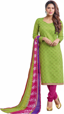 

Jiya Chanderi Self Design, Embroidered Salwar Suit Dupatta Material(Un-stitched), Green;multicolor;pink