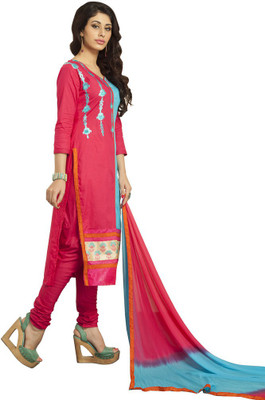 

Shree Vardhman Chanderi Floral Print Semi-stitched Salwar Suit Dupatta Material, Pink