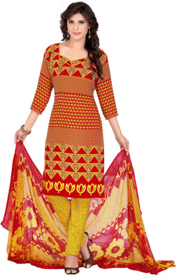 

Khushali Crepe Self Design, Printed Salwar Suit Dupatta Material(Un-stitched), Yellow