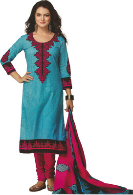 

Pshopee Cotton Printed Salwar Suit Dupatta Material(Un-stitched), Light blue