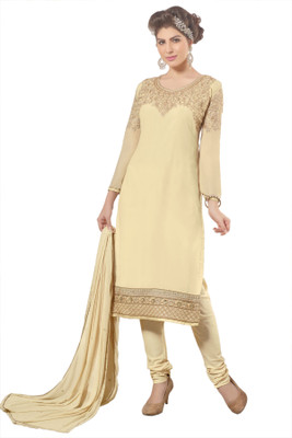 

Khushali Georgette Self Design, Embroidered Salwar Suit Dupatta Material(Un-stitched), Beige