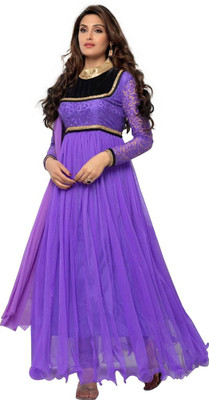 

V And V Shop Net Self Design Semi-stitched Salwar Suit Dupatta Material, Purple